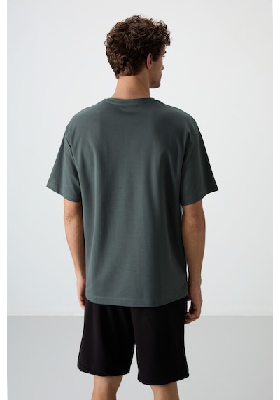 Air Jones Tommy Life Haki Pamuklu Kalın Yüzeyi Dokulu Oversize Fit Baskılı Erkek T-shirt - 88364 Haki Air Jones Tommy Life Haki Pamuklu Kalın Yüzeyi Dokulu Oversize Fit Baskılı Erkek T-shirt - 88364 Haki