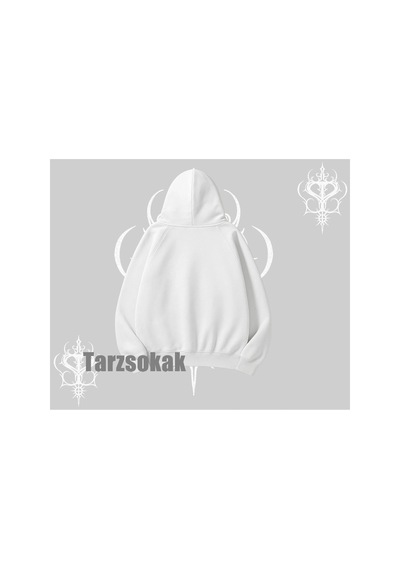 Tarzsokak My Mood Right Now Yazılı Sevimli Kedi Kapşonlu Sweatshirt Beyaz