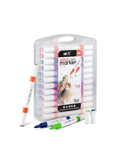 Rich Art X Acrylic Duo Marker Çift Uçlu Su Bazlı Boyama Kalemi 36 Renk Set 18058