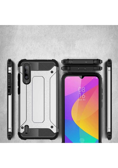 Ekılıf - Xiaomi Mi 9 Lite Uyumlu Kılıf Çift Katman Zırh Tank Crash Military Kapak - Kırmızı