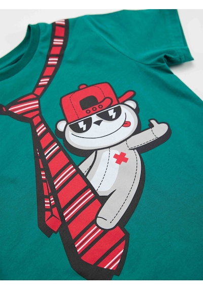 Denokids Kravat Koala Erkek Çocuk T-shirt Şort Takım Çok Renkli