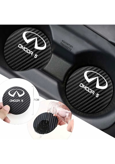 Chery Omoda 5 Aracınıza Karbon Desenli Araç Bardak Altlığı Chery Omoda 5 İç Mekanı İçin 7 Cm Şık Tasarım 2 Adet 2 Adet