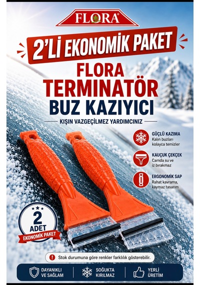 Flora Terminatör Çift Yönlü Buz Kazıyıcı Ve Kırıcı 2'li Ekonomik Paket Çok Renkli
