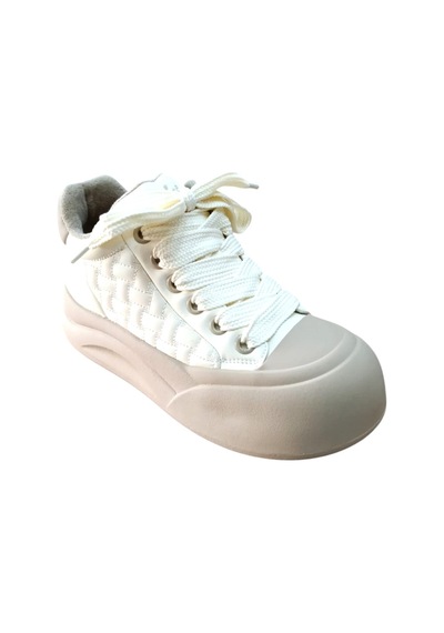 Guja 26k426-1 Kadın Kalın Taban Sneaker Ayakkabı Bej Siyah