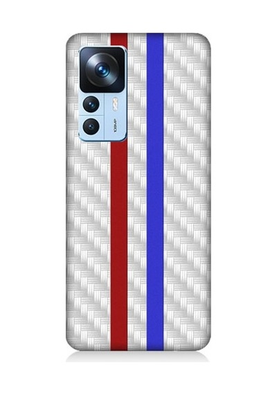 Xiaomi Mi 12t Pro Uyumlu Bordo Mavi Metal Desen Desenli Silikon Kılıf