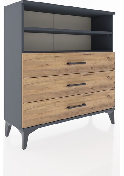 Arges Şifonyer 2 Raflı 3 Çekmeceli 88x30x96 Antrasit-çam Antrasit