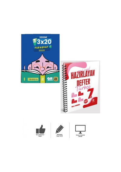 7. Sınıf Türkçe Hazırlayan Defter + Paragraf Deneme Sınavı Bigelio + Çanta