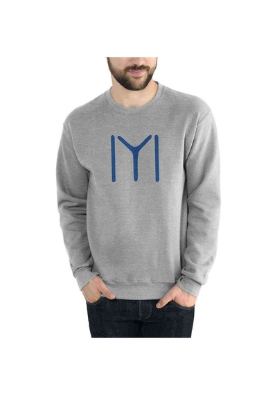 Kayı Boyu Baskılı Gri Melanj Erkek Sweatshirt
