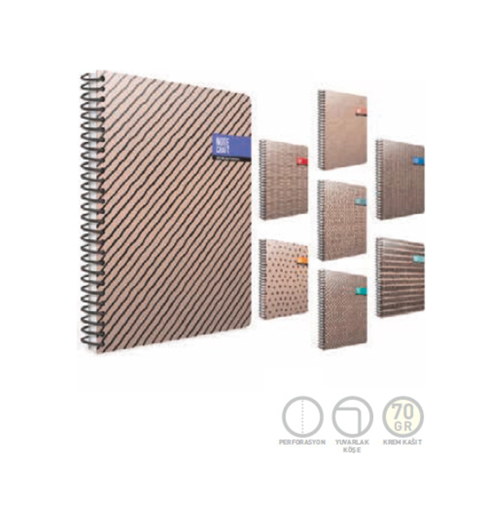Notecraft Spiralli Sert Kapak Not Defteri 17x24cm 120 Yaprak Çizgili 3 Lü Paket 5793 Karışık