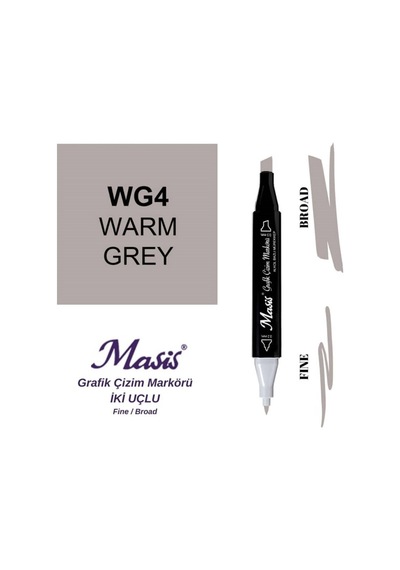Çift Uçlu Marker Grafik Çizim Kalemi Wg4 Sıcak Gri