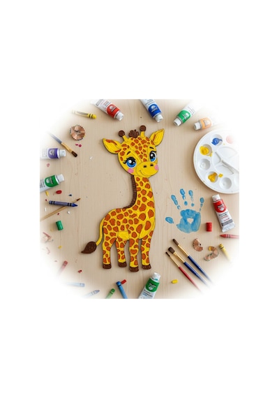 Boyanabilir Ahşap Zürafa Figürü 18x10 Cm 10 Adet