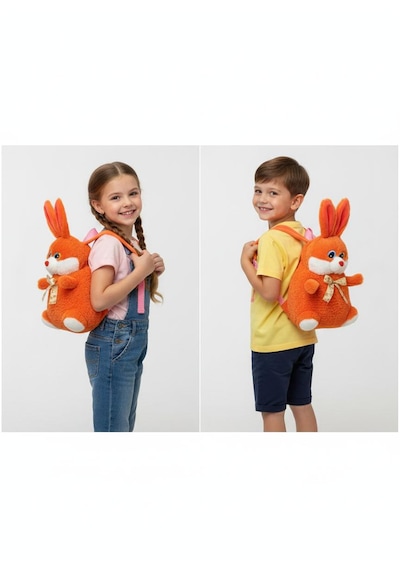 Sarı Çantalı Peluş Ayıcık 5 Renk Varyantlı Turuncu