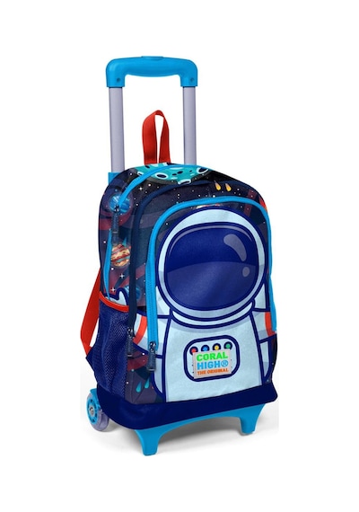 Coral High Kids Saks Mavi Astronot Desenli Çekçekli 3'lü Çanta Seti Set0123924