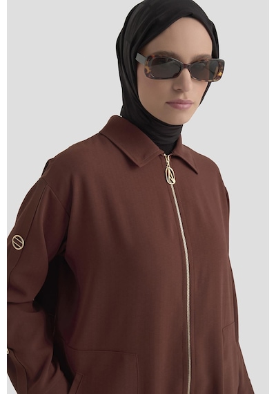 Armine Trend Kolları Şerit Detaylı Boydan Fermuarlı Allerli Giy Çık Taba 26yt516 Taba