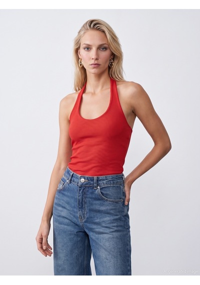 Dilvin 21052 Halter Yaka Top Kırmızı