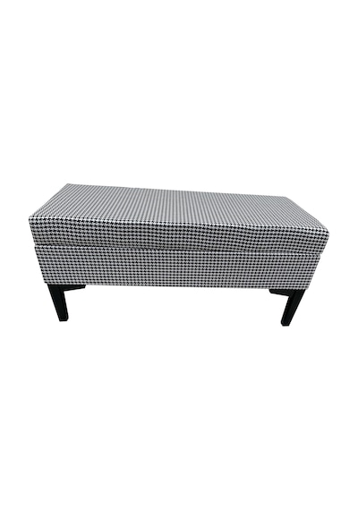 Evimeaksesuar Modern Ağaç Iskeletli 40X100 Cm Puf(Bench) Keten Kaz Tüyü Desenli