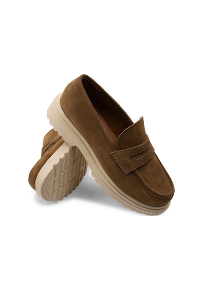 Deery Hakiki Süet Vizon Rengi Loafer Kadın Ayakkabı - 01903zvznp02 Vizon