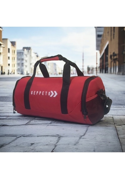 My Geppeto Bag Unisex Fitness Silindir Spor Çantası Kırmızı