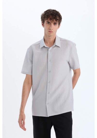DeFacto Regular Fit Polo Yaka Krinkıl Yazlık Kısa Kollu Gömlek E1223AX25SMGR184