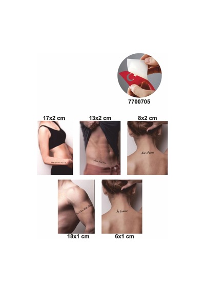 Enhavalı Güçlü Sloganlar Geçici Dövme Kına Şablonu 5'li