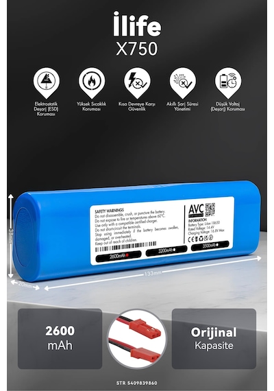 İlife X750 2600mah Robot Süpürge Bataryası K.k