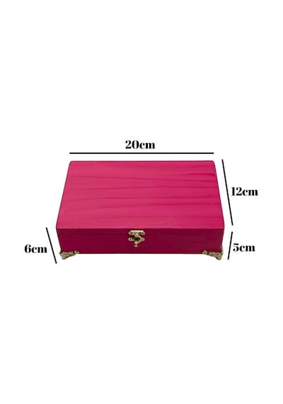 Doğal Ahşap Takı Kutusu Ahşap Saklama Kutusu Beyaz Çam Pembe Boy:20cm En:12cm Yük:6cm