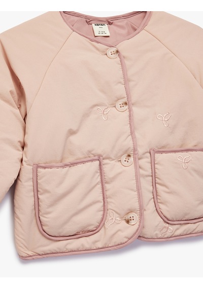 Koton Uzun Kollu Bisiklet Yaka Cepli Mevsimlik Ceket Pembe 6smg20003aw Gül
