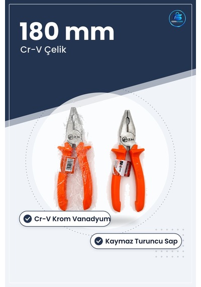 Pense 180 Mm Cr-v Turuncu Siyah Saplı Kesici Kavrama Bükme Elektr