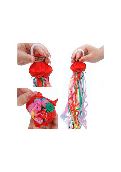 Sunup Çek-bırak Karışık Konfeti Atıcı - Renkli Kağıt Şeritli Parti Popper 10'lu Paket