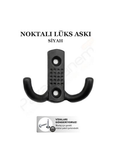 Nokta Askı Lüks Vestiyer Duvar Dolap Elbise Askısı Siyah