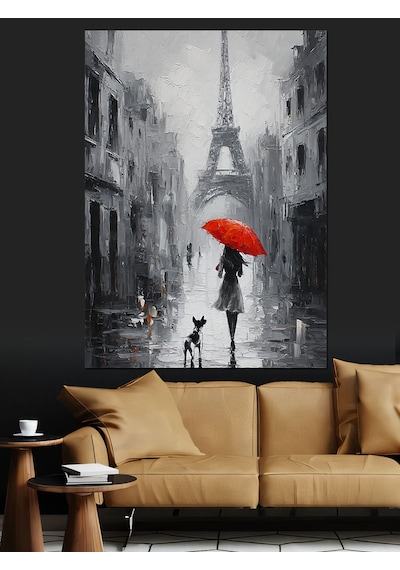 Ahşap Tablo Paris Eyfel Yağmurlu Manzara