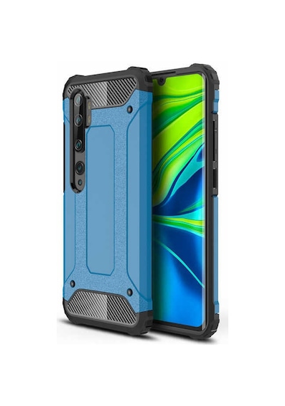 Kilifone - Xiaomi Mi Note 10 Lite Uyumlu - Kılıf Çift Katman Koruyucu Crash Military Tank Kılıf - Mavi Mavi