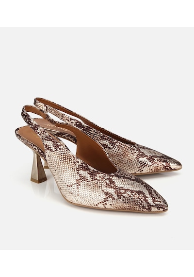 Hotiç Kadın Deri Gold Arkası Açık Kısa Topuklu Stiletto 01ayh323410a540 01ayh323410a540