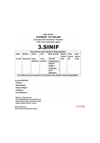 3.Sınıf Tüm Dersler Soru Bankası + Yaprak Test Set Element