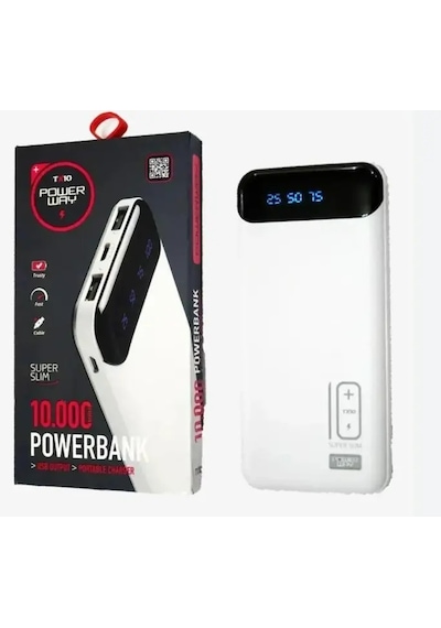 Powerway TX10 10000 mAh Dijital Göstergeli Taşınabilir Şarj Cihazı Powerbank Siyah