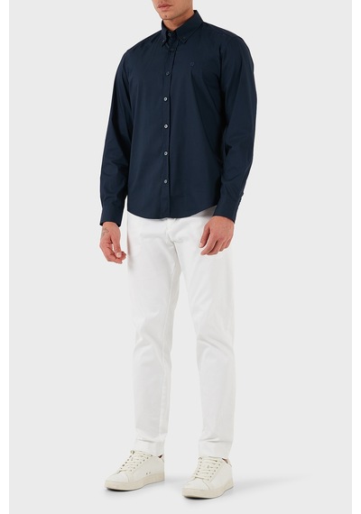 Boss Pamuklu Slim Fit Düğmeli Yaka Uzun Kollu Gömlek Erkek Gömlek 50545227 404 Lacivert
