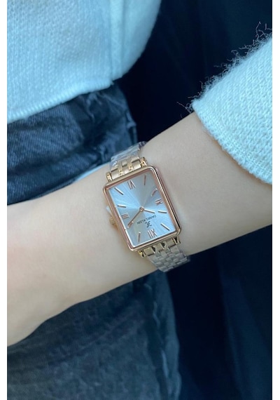 Daniel Klein Dke.1.10750-7 Dikdörtgen Kasa Romen Rakamlı Minimal Tasarım Kadın Kol Saati Rose Gold