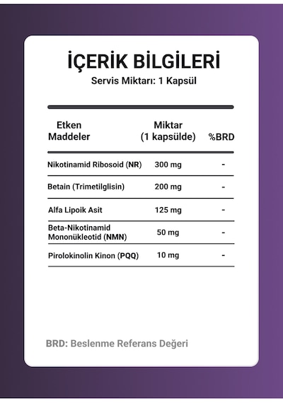 Longify Nadify Nr, Nmn, Pqq, Alfa Lipoik Asit Ve Tmg Takviye Edici Gıda 30 Kapsül