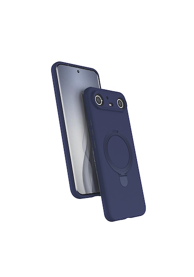 Tecno Spark Slim 5g Kılıf Kamera Korumalı Darbe Emici M-safe Şarj Özellikli Standlı Koruyucu Kapak Lacivert
