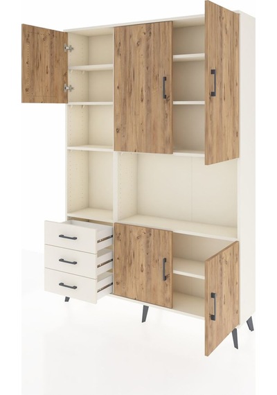 Arges Dolap 9 Raflı 3 Çekmeceli 5 Kapaklı 132x30x195 Aytaşı-ç... Aytaşı