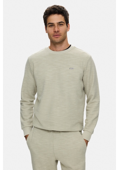 UCLA Luca Kemik Rengi Bisiklet Yaka Krinkıl Hafif Kumaş Metal Logolu Standard Fit Erkek Sweatshirt