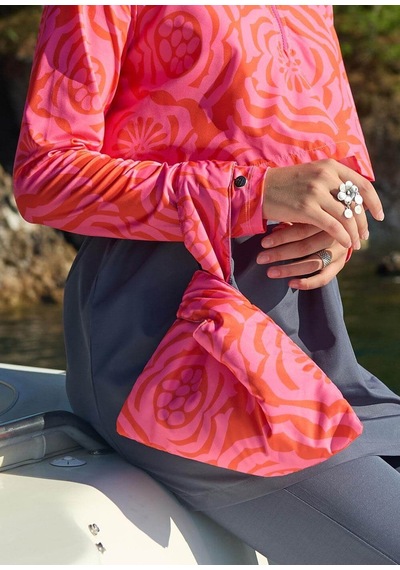 Mayovera Pembe Çiçekli Kese Çanta