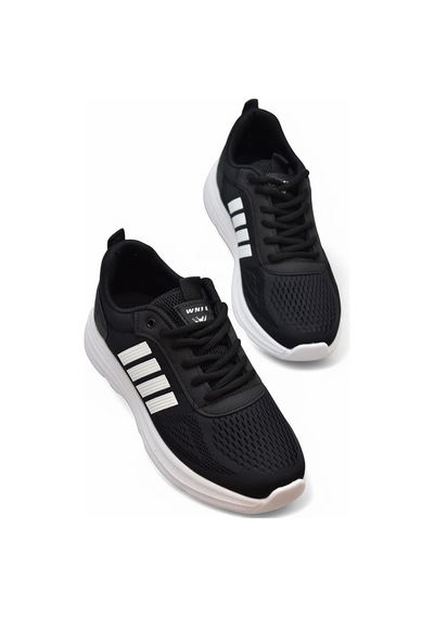 Papatay 4310-1 Tam Ortopedik Taban Unisex Spor Ayakkabı Yazlık Hafif Eva Taban Günlük Spor Ayakkabı SİYAH-BEYAZ