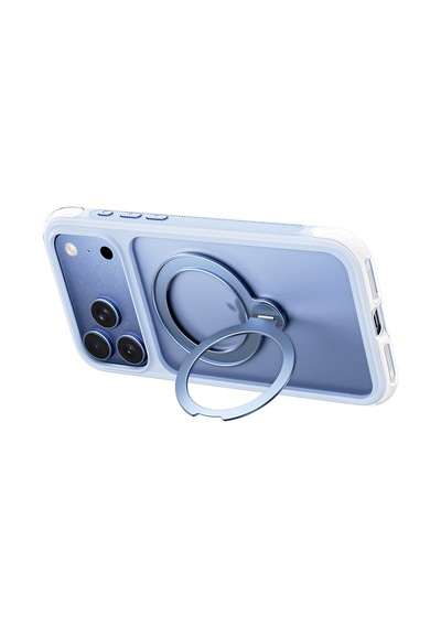 Apple iPhone Uyumlu 18 Pro Kılıf Wiwu As-203 Aeroshield Ultra Serisi M-safeli Airbag Standlı Kapak Açık Mavi