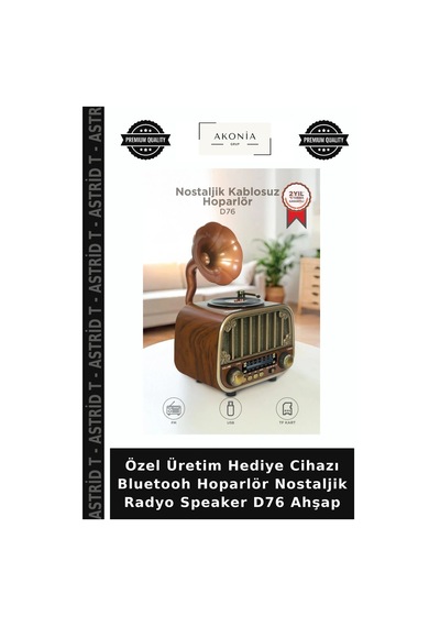 Özel Üretim Hediye Cihazı Bluetooh Hoparlör Nostaljik Radyo Speaker D76 Ahşap