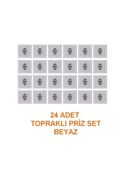 Arvia Karen Topraklı Priz Beyaz - Çerçeve Dahil 24 Adet