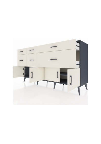 Kronos Konsol Tek Raflı 6 Çekmeceli 4 Kapaklı 176x59x99 Antrasit- Antrasit-aytaşı Kronos Konsol Tek Raflı 6 Çekmeceli 4 Kapaklı 176x59x99 Antrasit- Antrasit-aytaşı