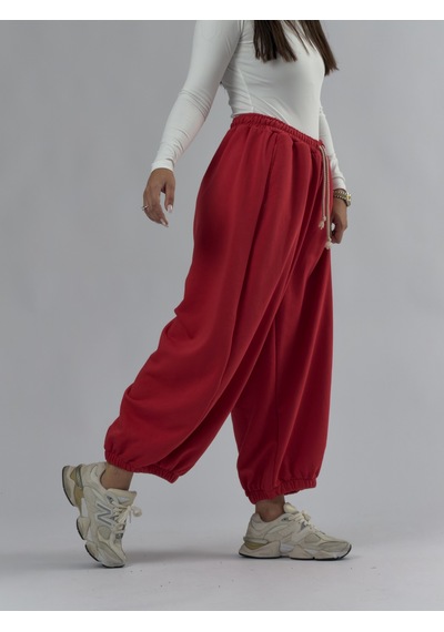 Cocopelli Kırmızı Oversize Kadın Baggy Pantolon Coc3428
