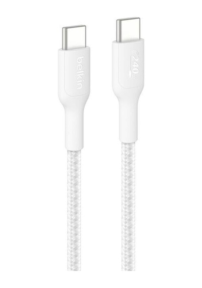 Belkin Cab025hq1mwh Boostcharge Pro 240w Usb-c To Usb-c Örgülü 1m Hızlı Şarj Kablosu - Beyaz