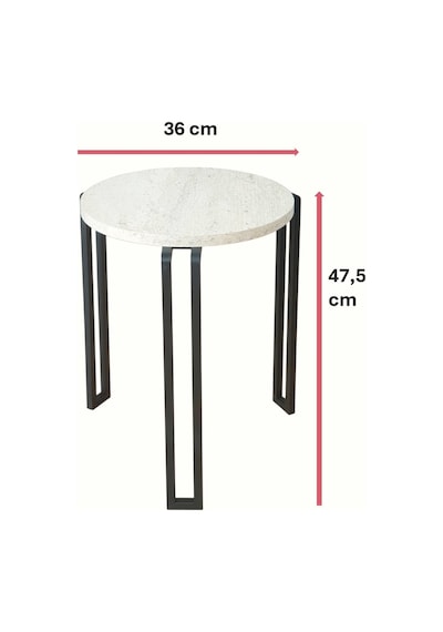 Zigon Sehpa Metal Ayaklı Beyaz Ahşap Yuvarlak Misafir Sehpası 3'lü